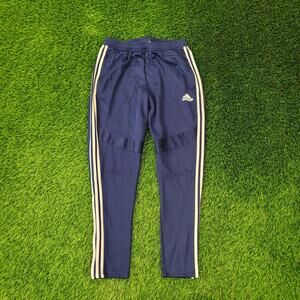 ADIDAS Track Pants M/L Blue White Trim Polyester Clima-Cool